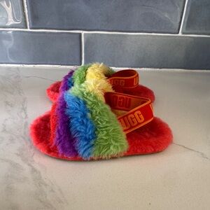 UGG Kids Fluffy Rainbow Sandals